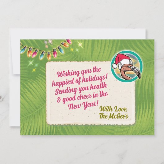 Feestelijke Flamingo Kerstkaarten Kaart (Achterkant)