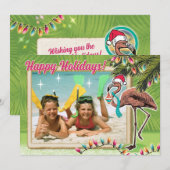 Feestelijke Flamingo Kerstkaarten Kaart (Voorkant / Achterkant)