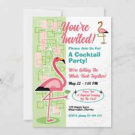 Feestelijke Flamingo Party uitnodigingen