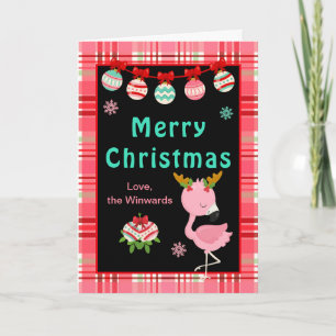 Feestelijke Flamingo Prettig Kerstfeest Feestdagen Kaart