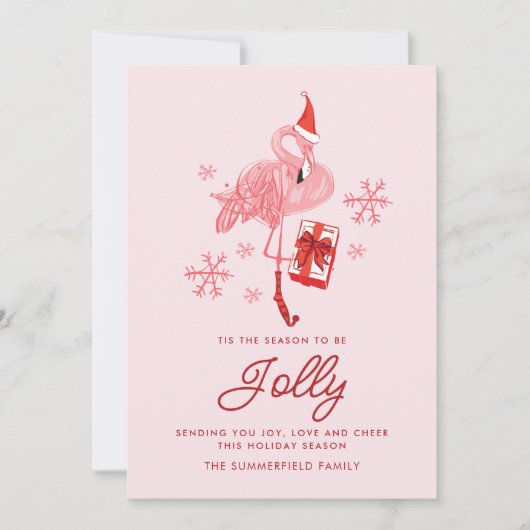 Feestelijke Flamingo Tropische Kust Grappige Kerst Feestdagenkaart (Voorkant)