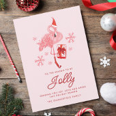 Feestelijke Flamingo Tropische Kust Grappige Kerst Feestdagenkaart