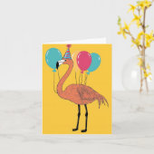Feestelijke Flamingo Verjaardag Kaart (Gele Bloem)