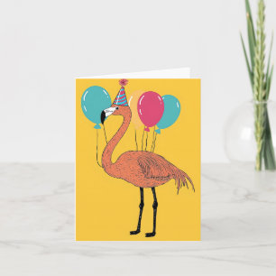 Feestelijke Flamingo Verjaardag Kaart