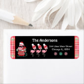 Feestelijke Flamingo's en Roze Plaid Etiket (Insitu)
