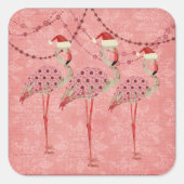 Feestelijke Flamingo's Roze Vakantie Sticker (Voorkant)