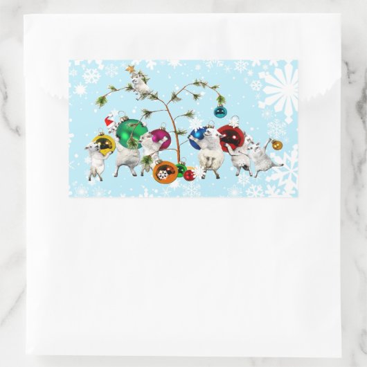 Feestelijke Fleece Baubles omhoog Sticker (Tas)