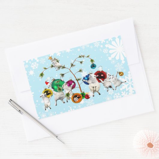 Feestelijke Fleece Baubles omhoog Sticker (Envelop)