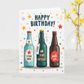 Feestelijke Flessen Confetti Kaart (Gele Bloem)