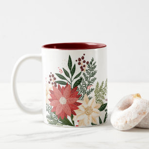 feestelijke flora botanische elegante kerstsplendo tweekleurige koffiemok