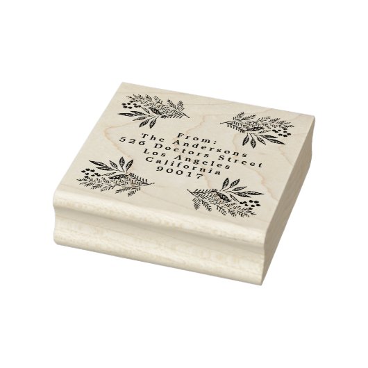 Feestelijke Flora Vrolijk Kerstmis Gouden Inkt Rubberstempel (Stempel)