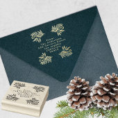 Feestelijke Flora Vrolijk Kerstmis Gouden Inkt Rubberstempel