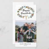 Feestelijke Floral Chanoeka Feestdagenkaart (Voorkant / Achterkant)