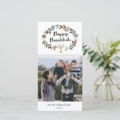 Feestelijke Floral Chanoeka Feestdagenkaart (Staand voorkant)