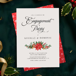 Feestelijke Floral Christmas Holiday Engagement Pa Kaart