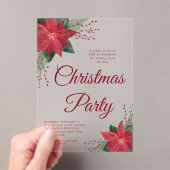Feestelijke Floral Poinsettia Kerstfeest Acryl Uitnodigingen (Insitu (Draagbaar))