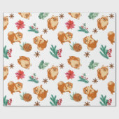 Feestelijke Fluffy Hond Kerstmis   Cadeaupapier (Vlak)