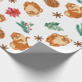 Feestelijke Fluffy Hond Kerstmis   Cadeaupapier (Hoek)