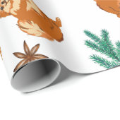 Feestelijke Fluffy Hond Kerstmis   Cadeaupapier (Rol Hoek)