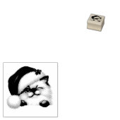 Feestelijke Fluffy Kat Kerstman Hoed Knipogend Ker Rubberstempel (Gestempeld)