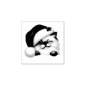 Feestelijke Fluffy Kat Kerstman Hoed Knipogend Ker Rubberstempel (Afrduk)