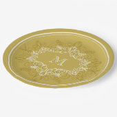 Feestelijke Foliage Deco Lijst Monogram Classy Hol Papieren Bordje (Gekanteld)