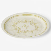 Feestelijke Foliage Deco Lijst Monogram Classy Hol Papieren Bordje (Gekanteld)