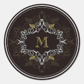Feestelijke Foliage Deco Lijst Monogram Classy Hol Ronde Sticker (Voorkant)