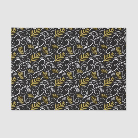 Feestelijke Foliage Gold Art Deco Chique Vakantie Tissuepapier (Voorkant)