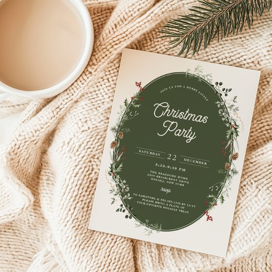 Feestelijke Foliage Krans Lijst Kerstfeest Kaart