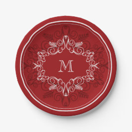 Feestelijke Foliage Red Deco Lijst Monogram Vakant Papieren Bordje
