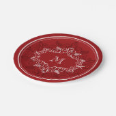 Feestelijke Foliage Red Deco Lijst Monogram Vakant Papieren Bordje (Gekanteld)