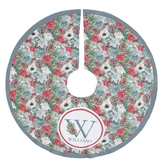 Feestelijke Foliage Vakantie Bloemen Initiaal Aang Kerstboom Rok (Voorkant)