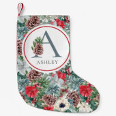 Feestelijke Foliage Vakantie Bloemen Initiaal Aang Kleine Kerstsok (Voorkant)