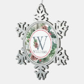 Feestelijke Foliage Vakantie Bloemen Initiaal Aang Tin Sneeuwvlok Ornament (Rechts)