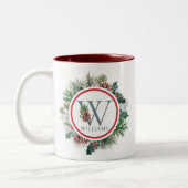 Feestelijke Foliage Vakantie Bloemen Initiaal Aang Tweekleurige Koffiemok (Links)