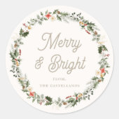 Feestelijke Foliage Wreath Holiday Ronde Sticker (Voorkant)