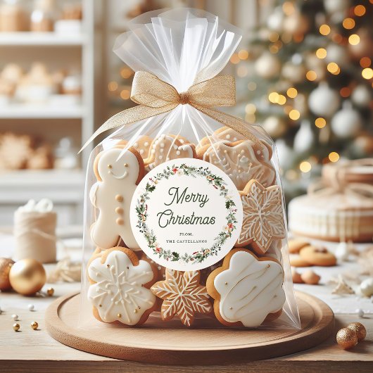 Feestelijke Foliage Wreath Holiday Ronde Sticker