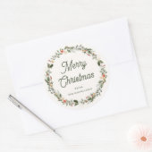 Feestelijke Foliage Wreath Holiday Ronde Sticker (Envelop)