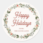 Feestelijke Foliage Wreath Holiday Ronde Sticker (Voorkant)