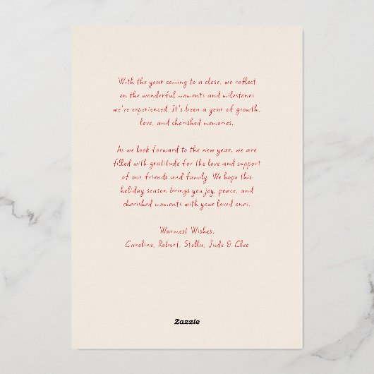 Feestelijke Folie Bow Kerstvakantie Foto Folie Feestdagenkaart (Achterkant)