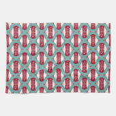 Feestelijke Folkart Ornament in rood en blauw Theedoek (Horizontaal)