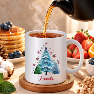 Feestelijke folkloristische kerstboommonogram koffiemok
