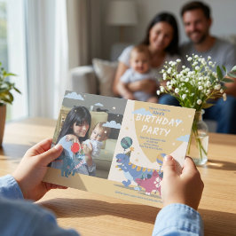 Feestelijke foto-ontwerpen met dino's voor kindere kaart