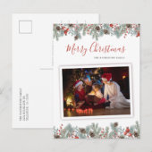 Feestelijke foto rustieke botanische kerst feestdagenkaart (Voorkant / Achterkant)