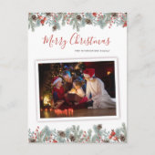 Feestelijke foto rustieke botanische kerst feestdagenkaart (Voorkant)
