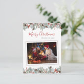 Feestelijke foto rustieke botanische kerst feestdagenkaart (Staand voorkant)