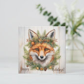 Feestelijke Fox Christmas Feestdagenkaart (Staand voorkant)