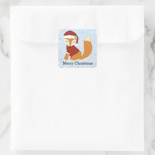 Feestelijke Fox Kerstvakantie Vierkante Sticker (Tas)