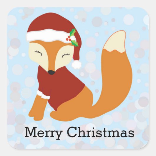 Feestelijke Fox Kerstvakantie Vierkante Sticker (Voorkant)